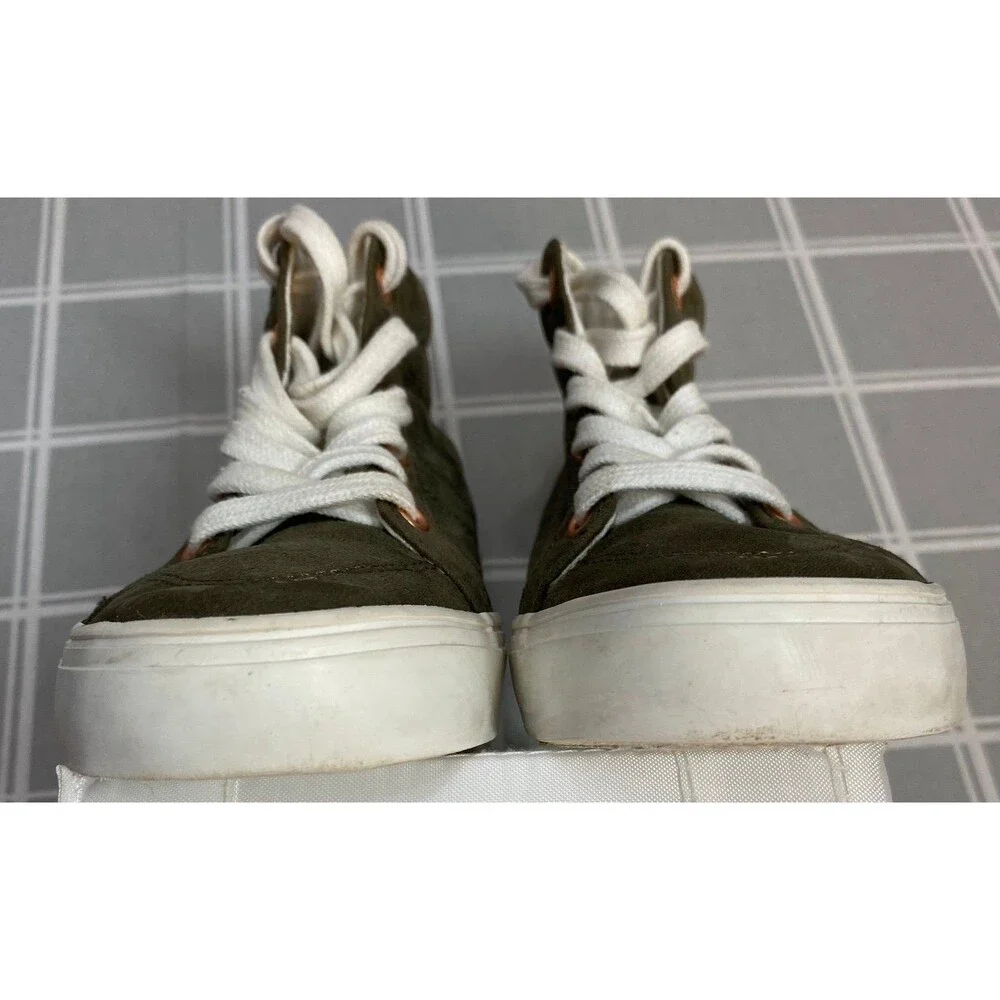 Girls Sz 12 Old Navy Olive & Rose Gold Sparkle & Eyelets Lace up Sneakers Shoes